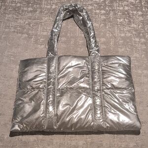 Bath & Body Works Silver Quilted Tote Bag
